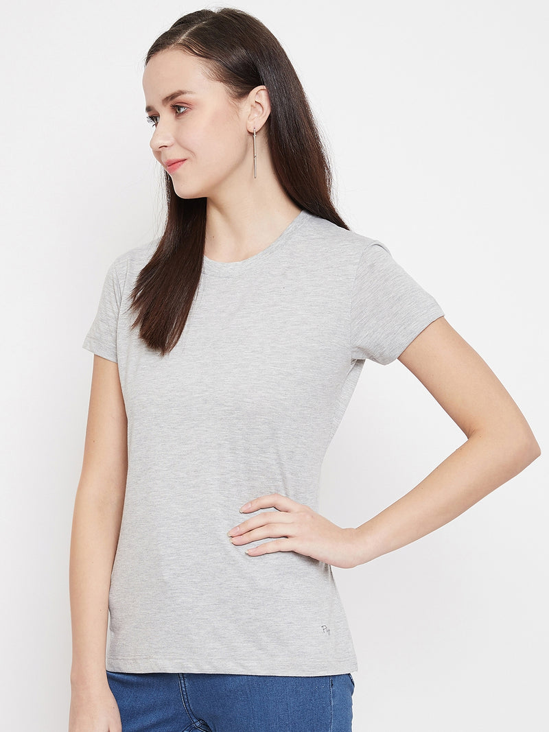 WOMEN COTTON SOLID HALF SLEEVE T-SHIRT