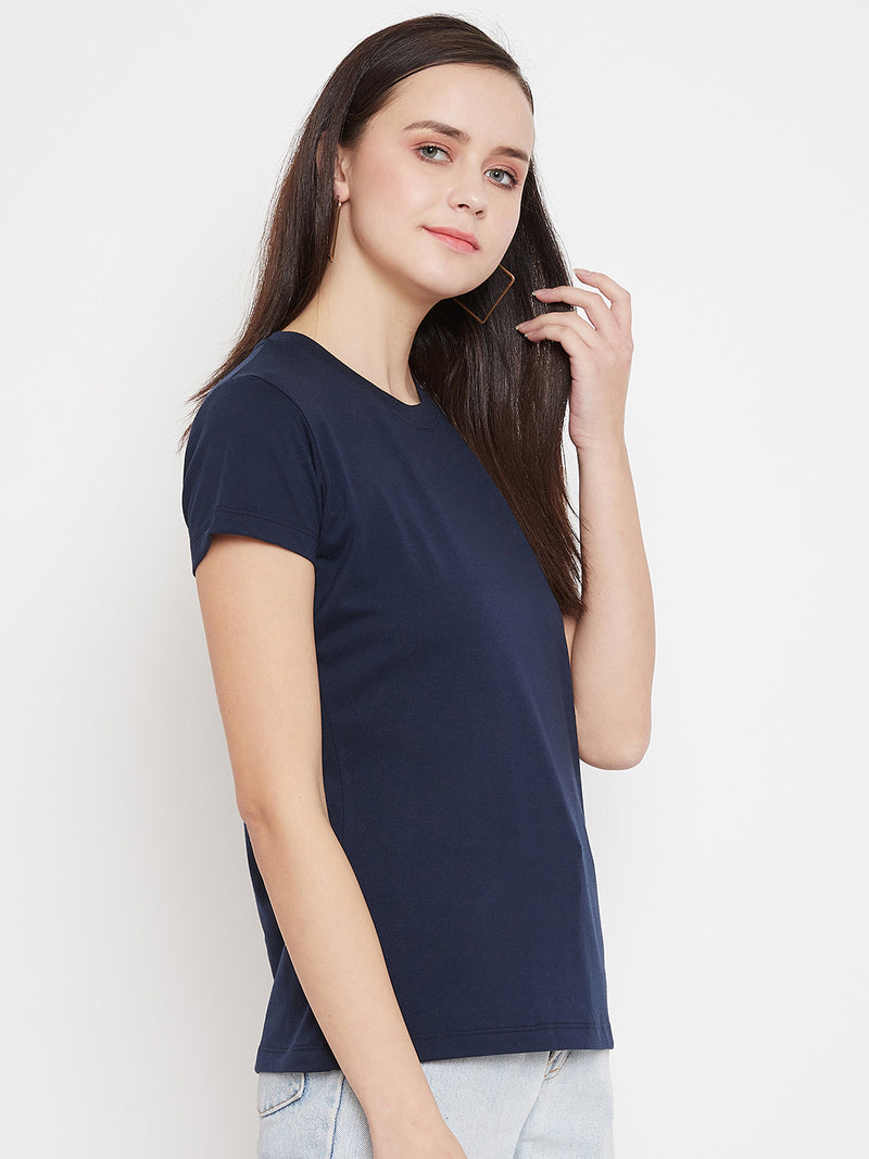 WOMEN COTTON SOLID HALF SLEEVE T-SHIRT