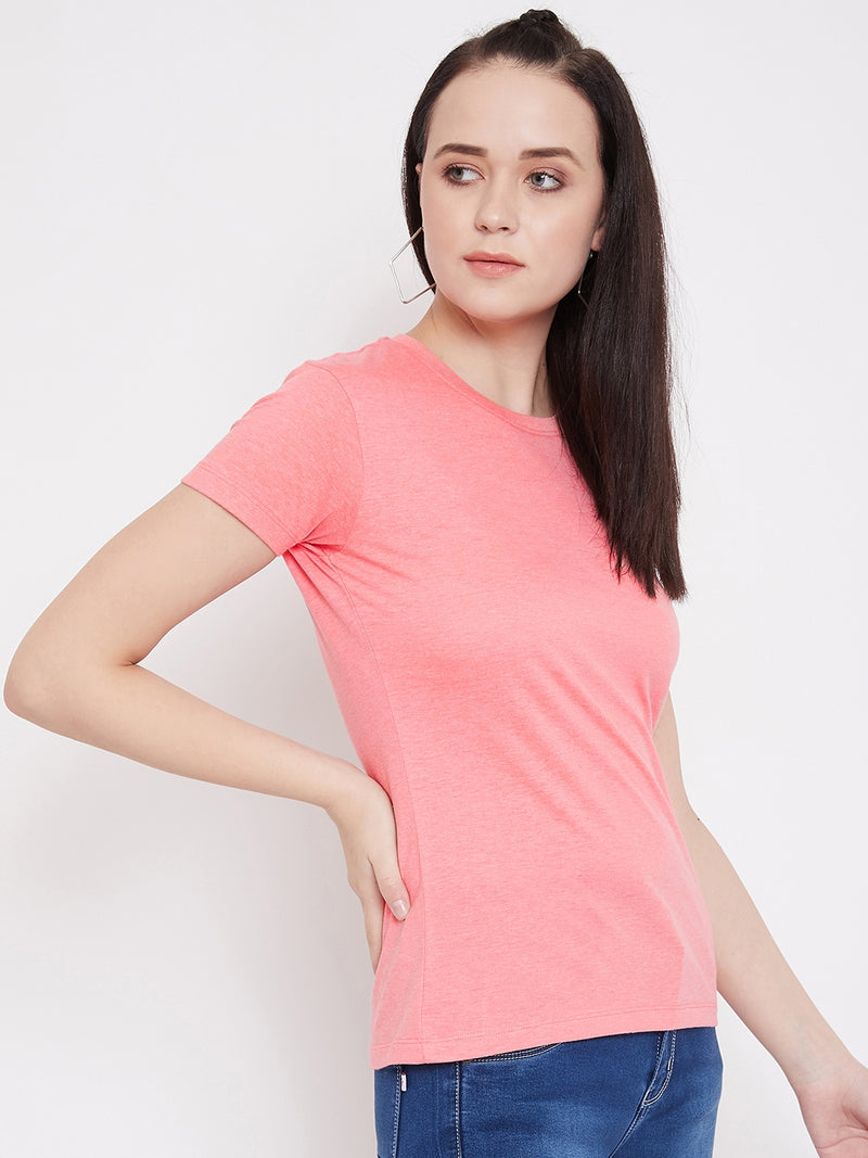 WOMEN COTTON SOLID HALF SLEEVE T-SHIRT