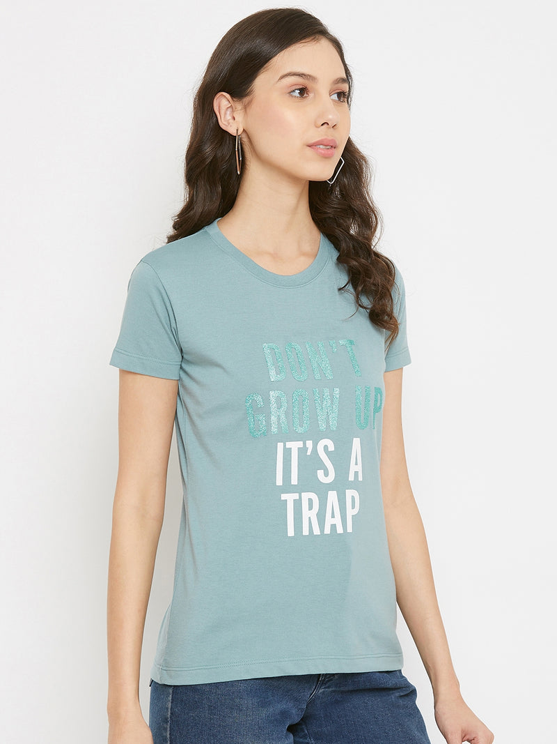 WOMEN COTTON PRINTED ROUND NECK T-SHIRT