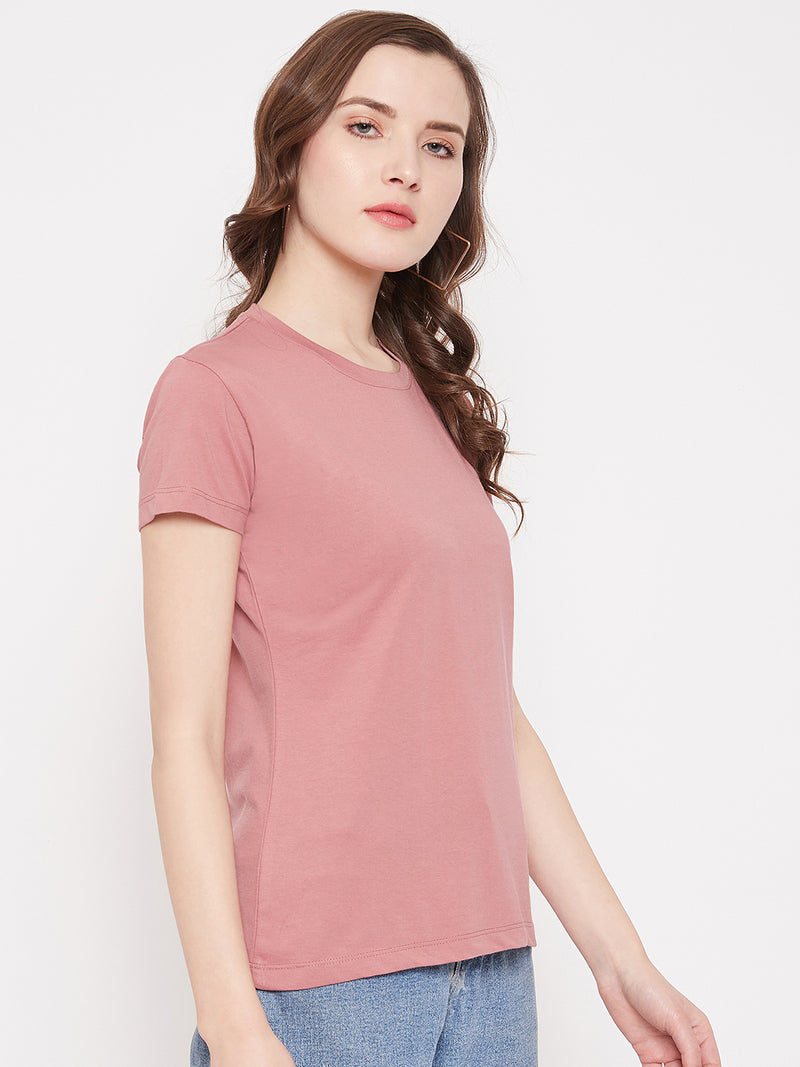 WOMEN COTTON SOLID HALF SLEEVE T-SHIRT