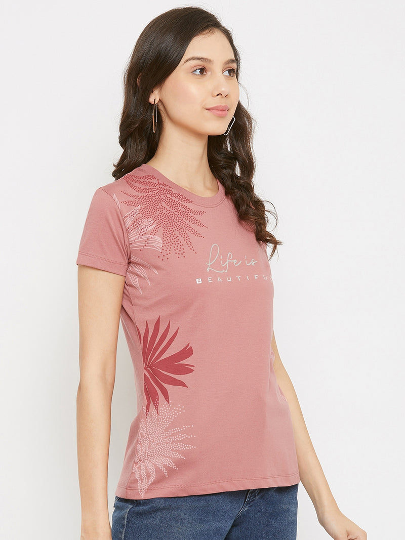 WOMEN COTTON PRINTED ROUND NECK T-SHIRT