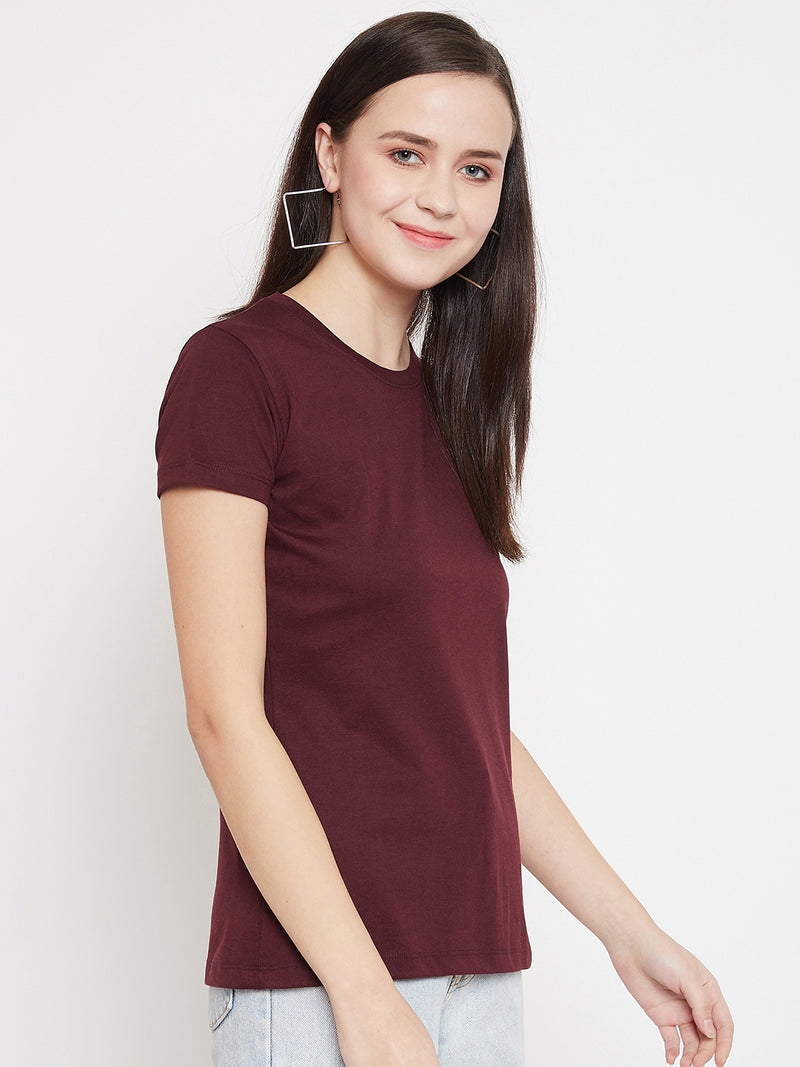WOMEN COTTON SOLID HALF SLEEVE T-SHIRT