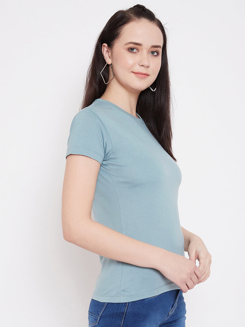 WOMEN COTTON SOLID HALF SLEEVE T-SHIRT