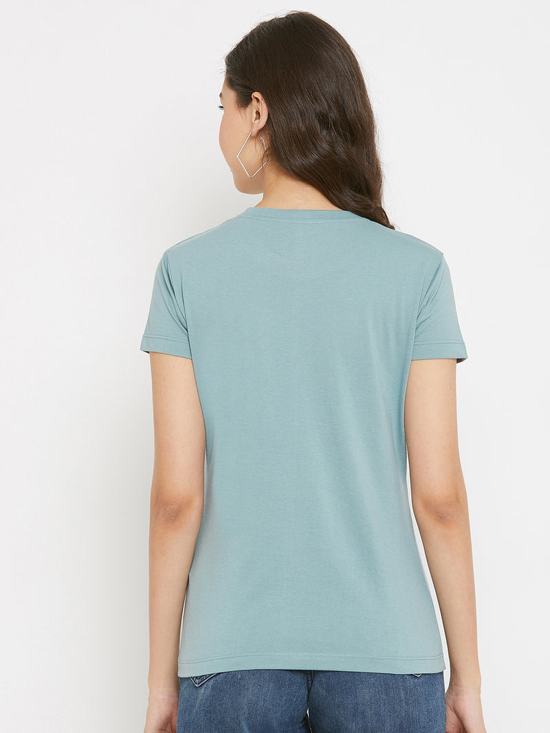 WOMEN COTTON PRINTED ROUND NECK T-SHIRT
