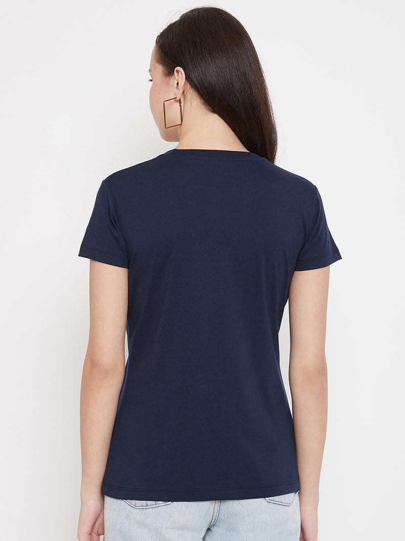 WOMEN COTTON SOLID HALF SLEEVE T-SHIRT