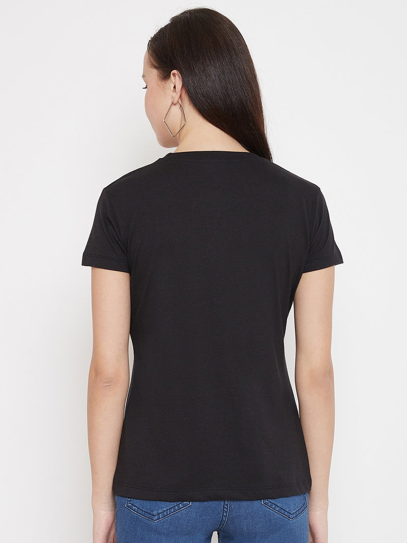 WOMEN COTTON SOLID HALF SLEEVE T-SHIRT