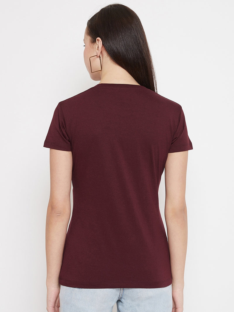 WOMEN COTTON SOLID HALF SLEEVE T-SHIRT