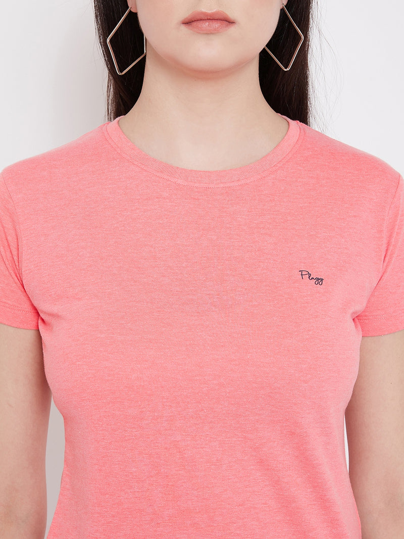 WOMEN COTTON SOLID HALF SLEEVE T-SHIRT