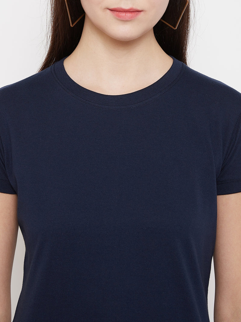 WOMEN COTTON SOLID HALF SLEEVE T-SHIRT
