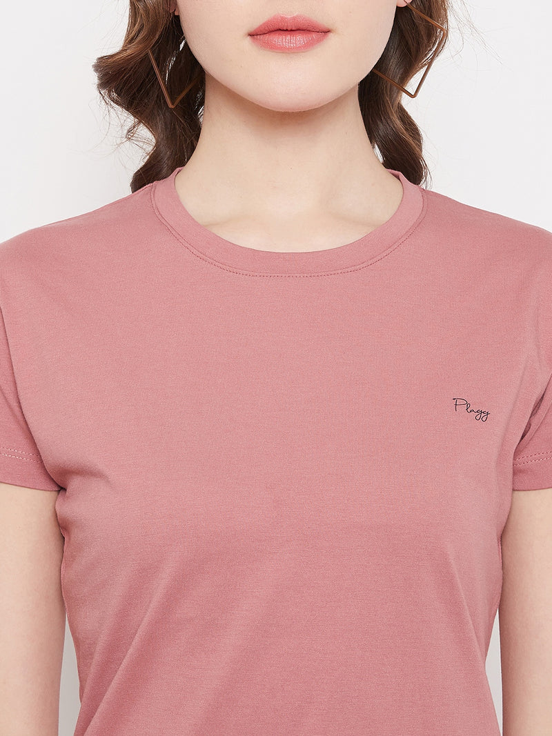 WOMEN COTTON SOLID HALF SLEEVE T-SHIRT