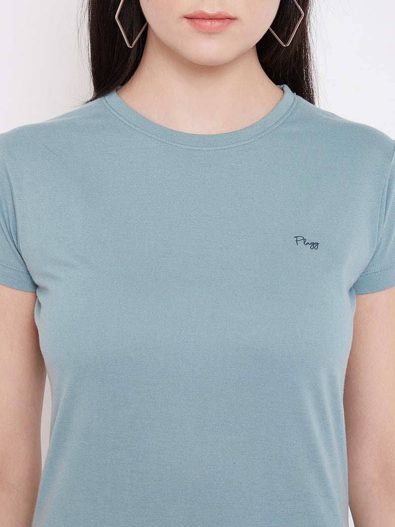 WOMEN COTTON SOLID HALF SLEEVE T-SHIRT