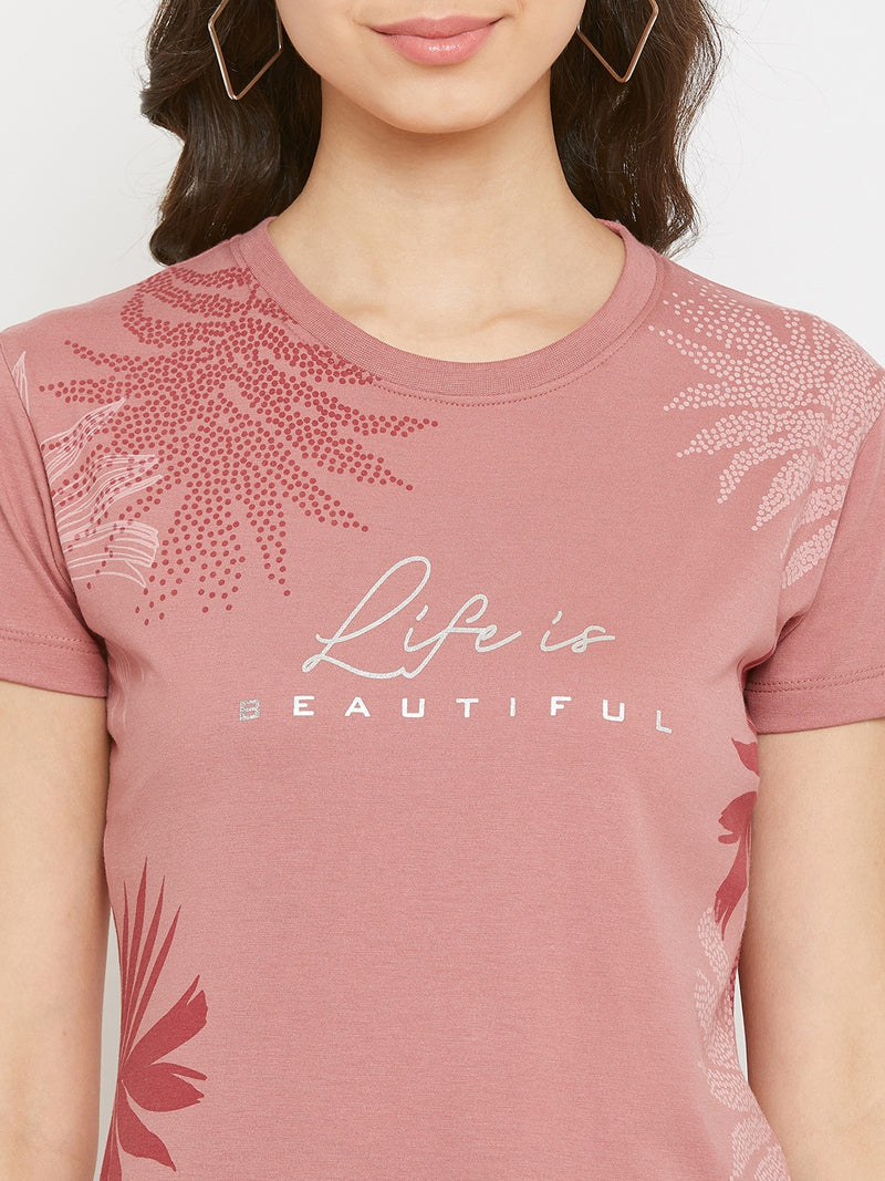 WOMEN COTTON PRINTED ROUND NECK T-SHIRT