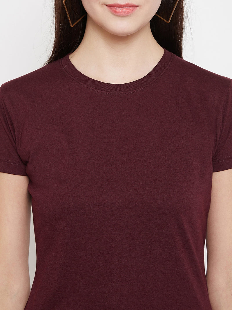 WOMEN COTTON SOLID HALF SLEEVE T-SHIRT