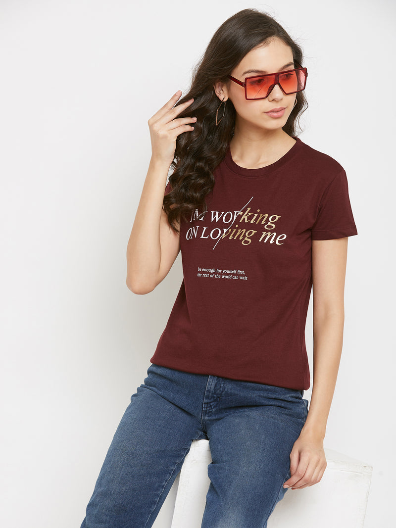 WOMEN COTTON PRINTED ROUND NECK T-SHIRT